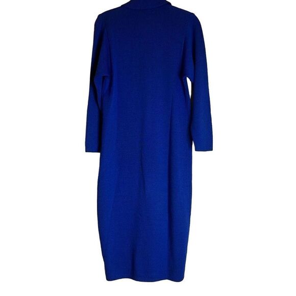 Vintage Sweater St. John royal Blue Gold Button Dress Sz.6 Evening Dress NEW - Picture 2 of 5